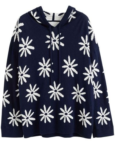 Chinti & Parker Disty Daisy Knitted Hoodie - Blue