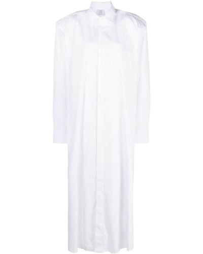 Vetements Long-sleeved Cotton Maxi Shirt Dress - White