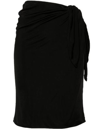 Saint Laurent Wrap Midi Pencil Skirt - Black