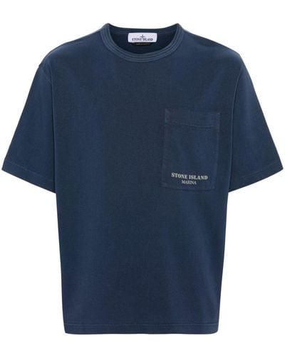 Stone Island T-Shirt mit Logo-Print - Blau