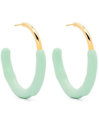 Sunnei Rubberised Hoop Earrings - Green