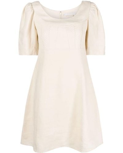 Chloé Flared Linen Mini Dress - Natural