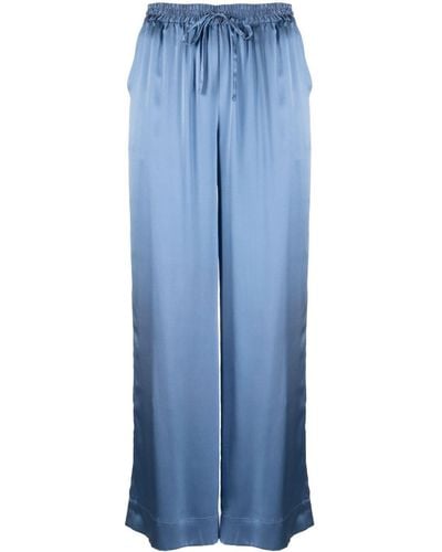 P.A.R.O.S.H. Stella Elasticated-waistband Silk Palazzo Trousers - Blue