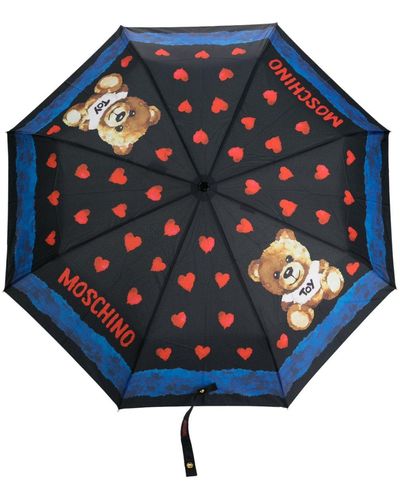 Moschino Paraguas con estampado Teddy Bear - Azul