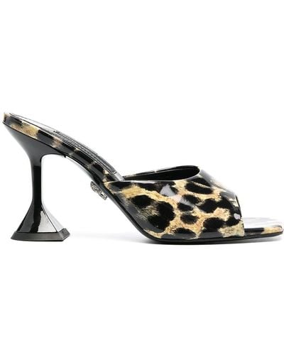 Philipp Plein Leopard-print Square-toe Sandals - Black