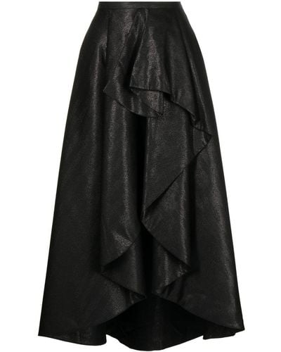 Saiid Kobeisy Brocade Asymmetric Ruffle Skirt - Black