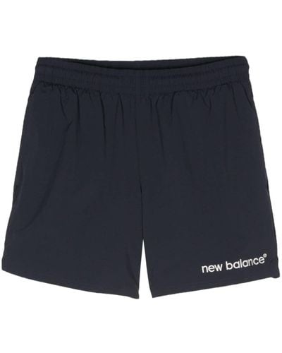 New Balance Logo-embroidered Track Shorts - Blue