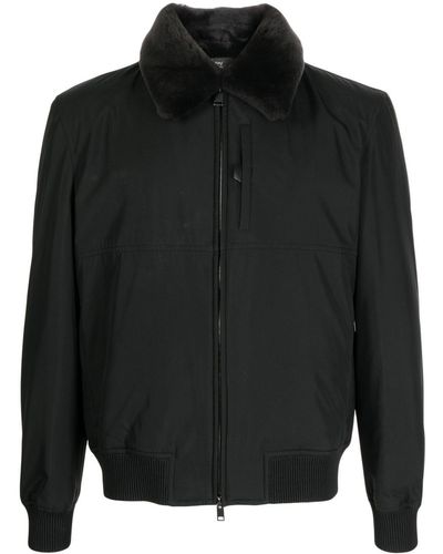 Brioni Veste bomber à col contrastant - Noir