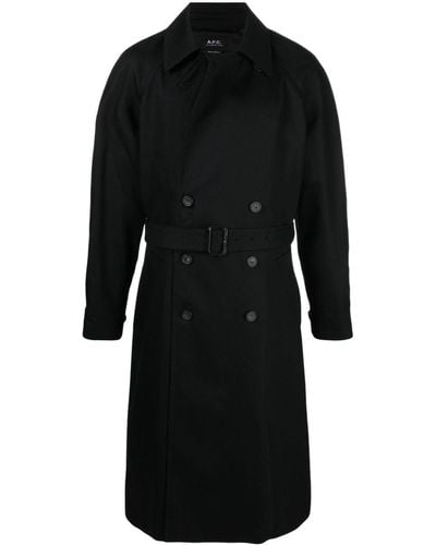 A.P.C. Lou Belted Trench Coat - Black