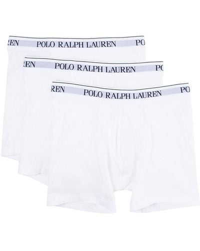 Polo Ralph Lauren Logo Waistband Boxer Briefs (set Of Three) - White