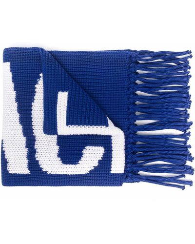 Versace ロゴ ニットスカーフ - ブルー