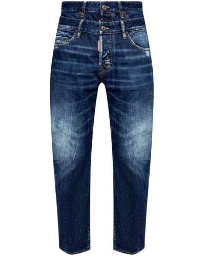 DSquared² Layered-effect cotton jeans - Blau