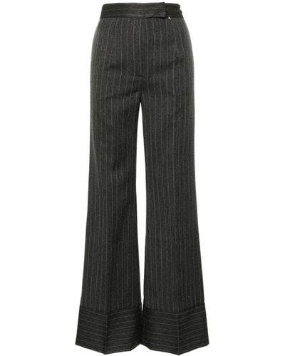 Nissa Rhinestoned Wide-leg Trousers - Black