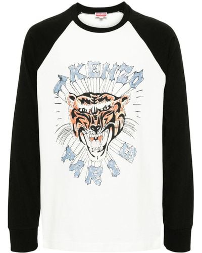 KENZO Tiger-print Raglan T-shirt - Black