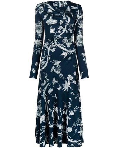 Erdem Kleid Floral-print Midi Dress - Blue