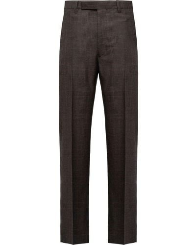 Prada Prince Of Wales-check Tailored Trousers - Brown