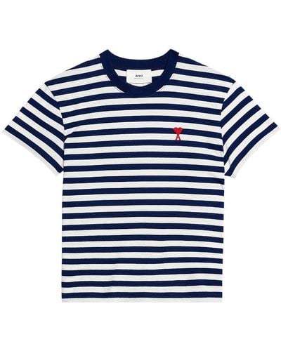 Ami Paris Ami De Coeur Striped T-shirt - Blue