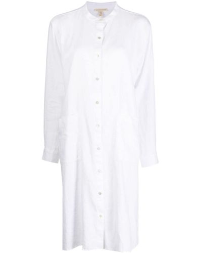 Eileen Fisher ロングスリーブ リネンシャツドレス - ホワイト