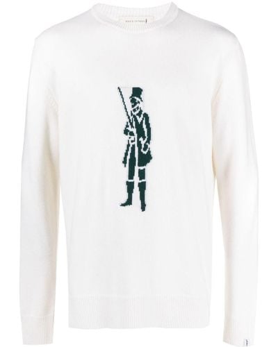 Mackintosh ロゴインターシャセーター - ホワイト