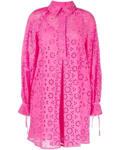 Evi Grintela Broderie Puff-sleeved Dress - Pink