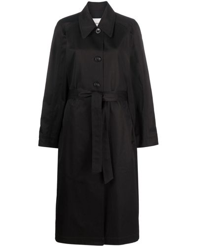 Low Classic Single-breasted Button-fastening Coat - Black