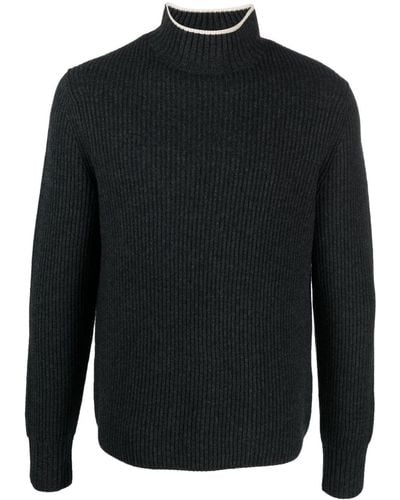 Theory High-neck Wool Cashmere-blend Jumper - Black