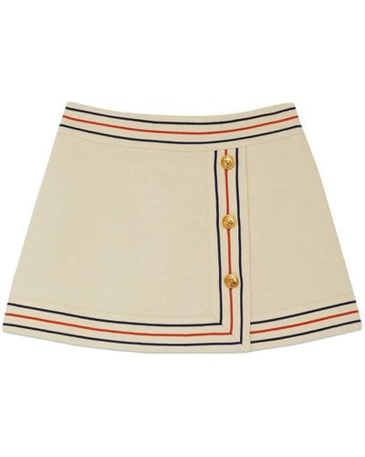 Gucci Striped Cotton Wrap Skirt - Natural