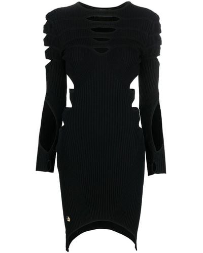 Philipp Plein Cut Out-detail Knitted Mini Dress - Black