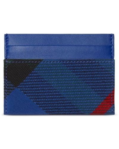 Burberry チェック カードケース - ブルー