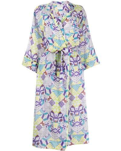 Forte Forte Geometric-pattern Lightweight Coat - Blue