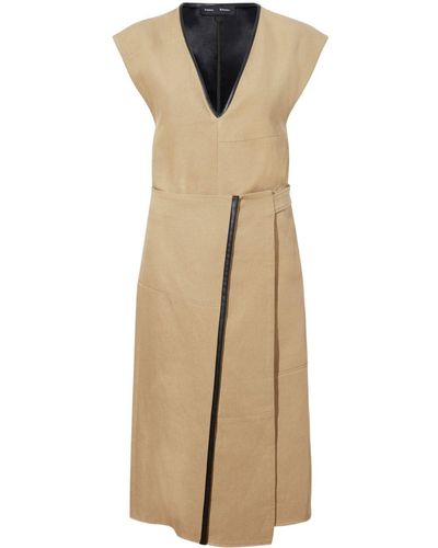 Proenza Schouler V-neck Cotton Blend Wrap Dress - Natural
