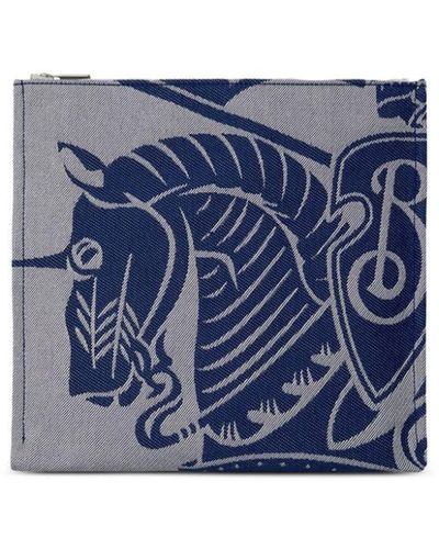 Burberry Logo-print Canvas Clutch Bag - Blue