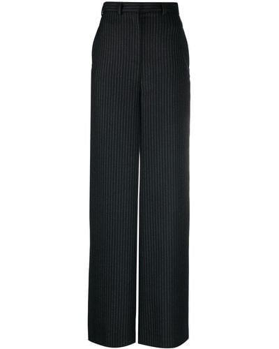 Elie Saab Pantalon ample à fines rayures - Noir