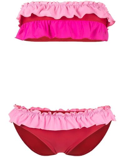 Solid & Striped Bikini Met Colourblocking - Roze