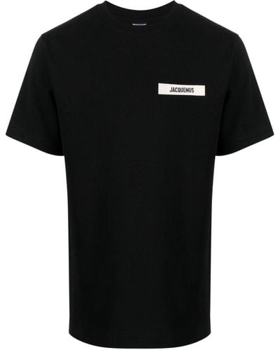 Jacquemus T-Shirt aus Baumwoll-Jersey mit Ripsband und Logostickerei - Schwarz
