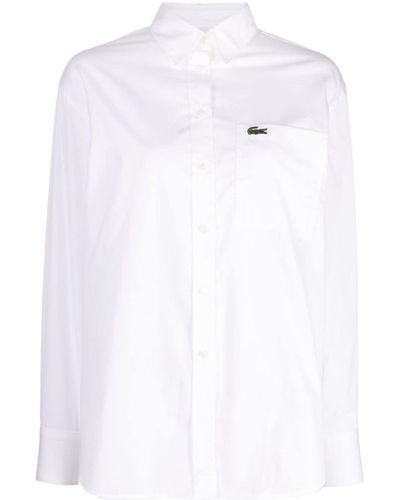 Lacoste Blouse Met Logopatch - Wit