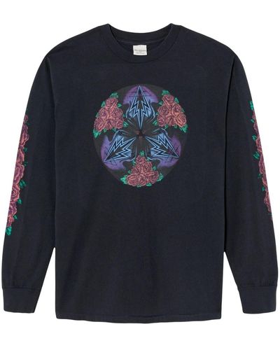 RE/DONE Sweater Met Roosprint - Blauw