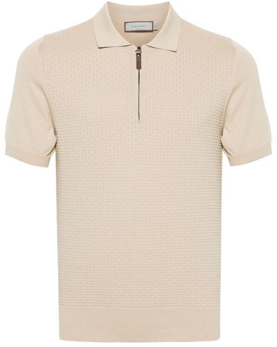 Canali Zip-up Cotton Polo Shirt - ナチュラル