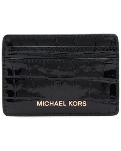 Michael Kors Small Jet Set Crocodile-effect Cardholder - Black
