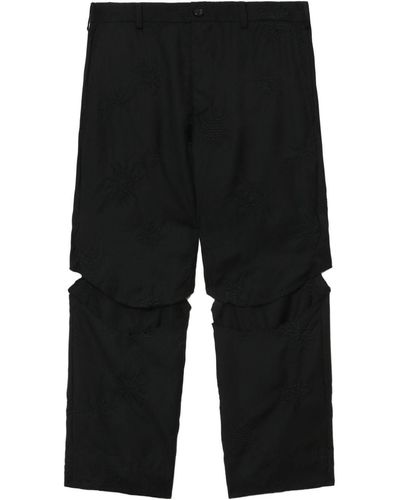 COMME DES GARÇON BLACK Cut-out Cropped Wool Pants - Black