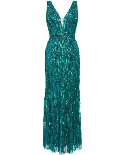 Jenny Packham Raquel Crystal-embellished Gown - Green