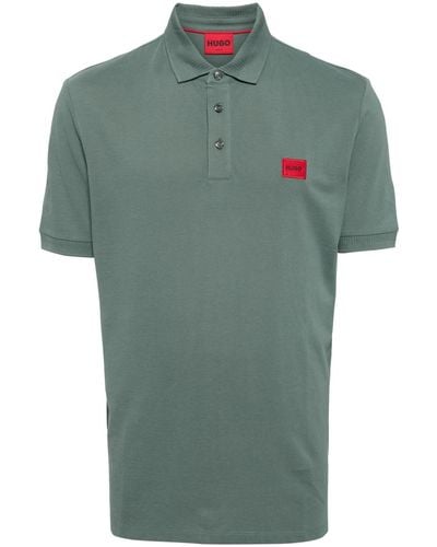 HUGO Logo-appliquéd Cotton Polo Shirt - Green