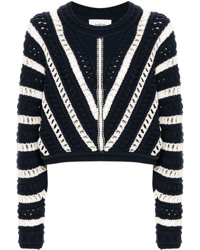 Ba&sh Gardy Cropped Knitted Sweater - Blue