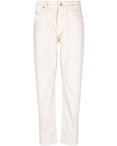 Brunello Cucinelli Halbhohe Straight-Leg-Jeans - Weiß