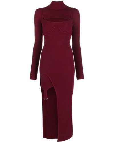 Monse Ribbed-knit Long-sleeve Midi Dress - Red