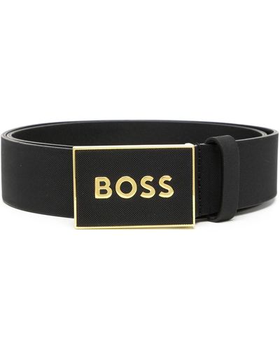 BOSS Cinturón con hebilla y logo metalizado - Negro