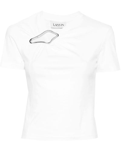Lanvin T-Shirt mit Metallic-Detail - Weiß
