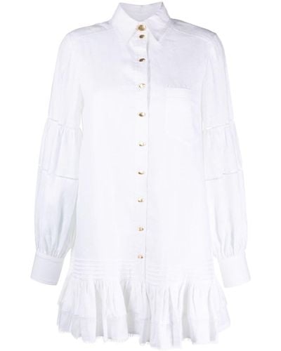 Aje. Lotus Linen Shirtdress - White