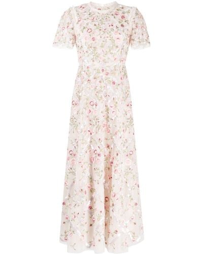 Needle & Thread Anthena Floral-embroidered Dress - Pink