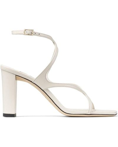 Jimmy Choo Azie 85mm Leather Sandals - White